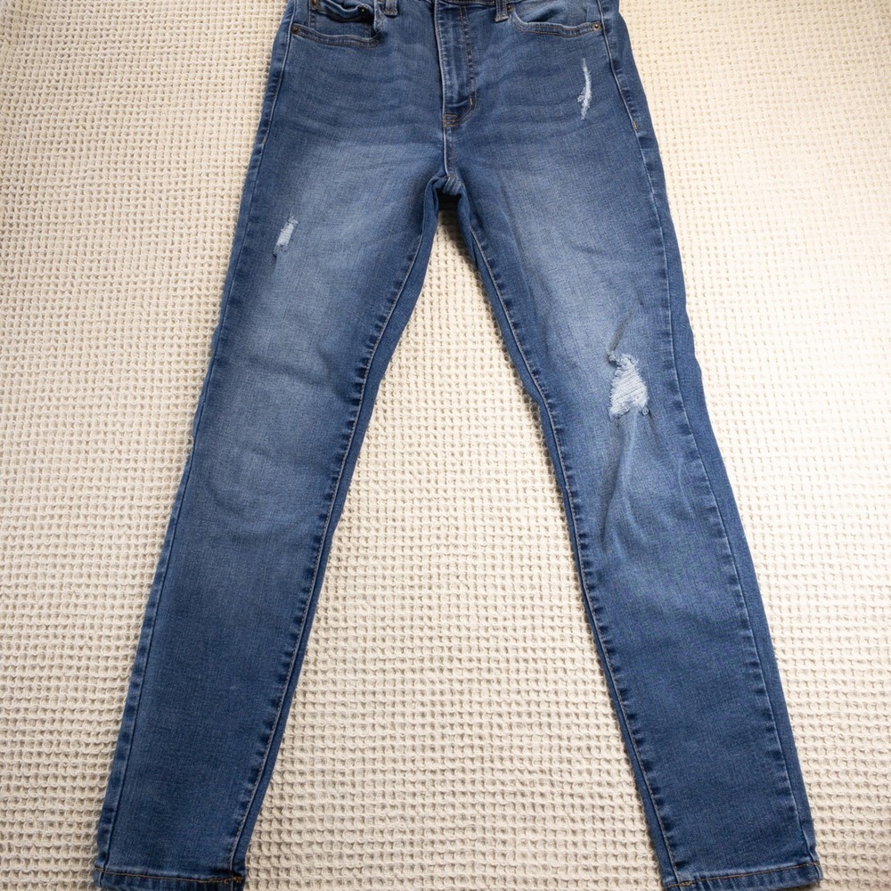 Aeropostale High Rise Jegging Jeans 8 Short Blue Distressed Skinny Denim